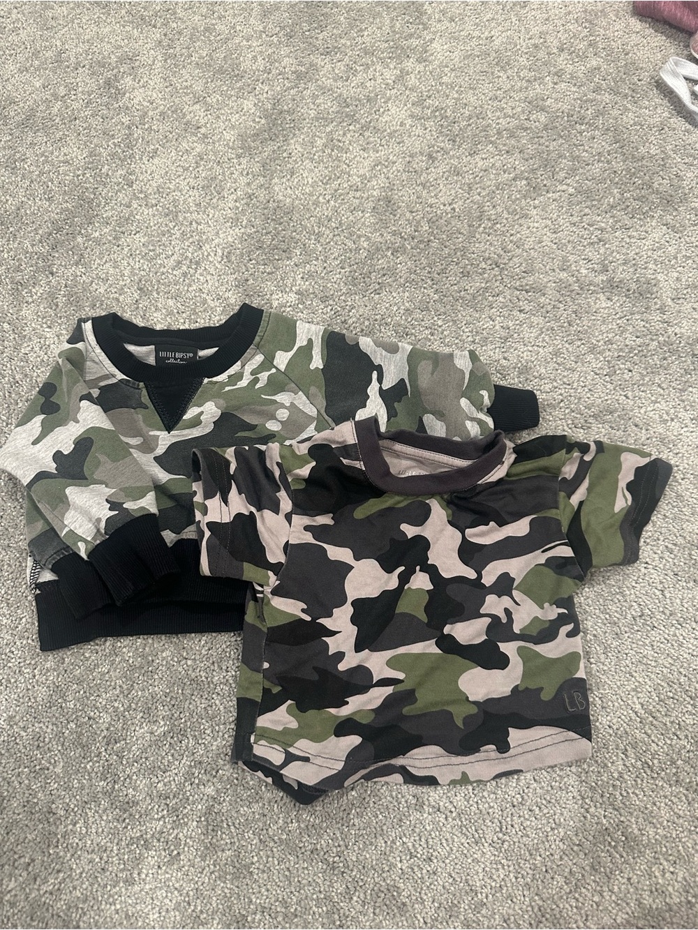 Little Bipsy Camouflage baby Tee and Sweatshirt Set - Green Camo